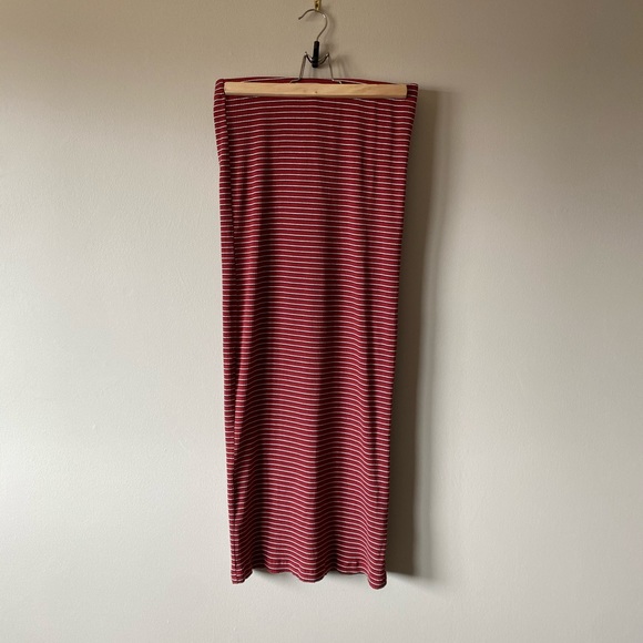 Brick Red Horizontal Stipe 902 Midi Skirt - Picture 2 of 7